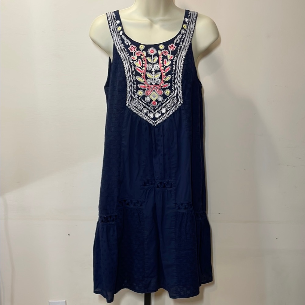 Maeve Navy Mini Dress with Embroidery